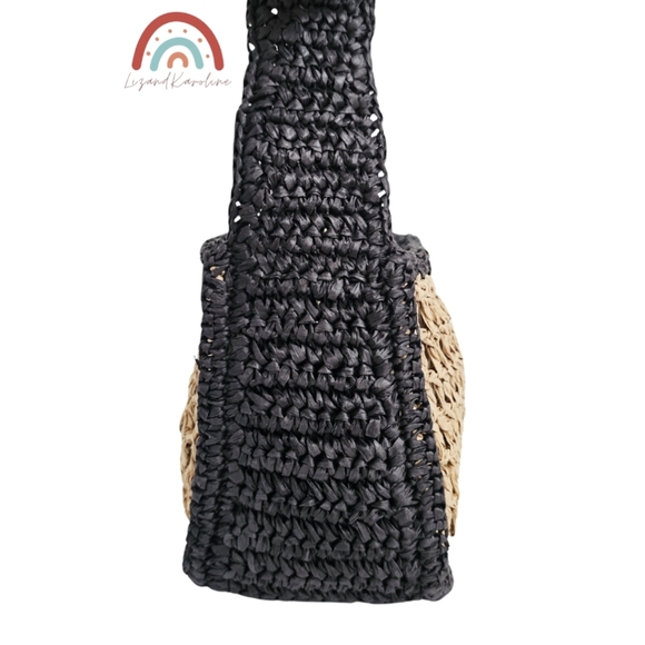 New! J. Crew Paros Open Weave Straw Bag  with Horseshoe Charm - Picture 9 of 16